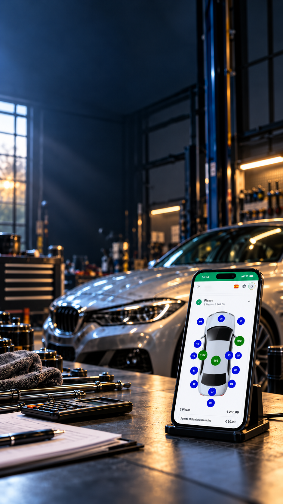 PDR APP en un taller profesional de reparación de carrocería